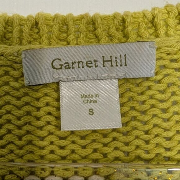 Garnet Hill Polka Dot Sweater Womens Size Small Chartreuse Yellow Knit Cotton - Picture 4 of 10